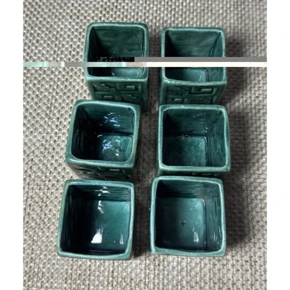 Vtg Kahlua Mayan Aztec Warrior Decanter Green 6 Shot Glass Set MCM Barware Rare - Picture 13 of 16